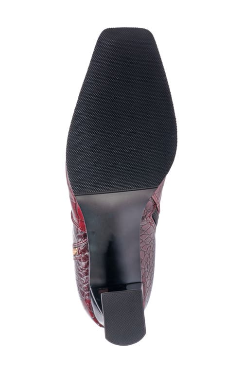 Ninety Union London Croc Embossed Knee High Boot In Burgundy