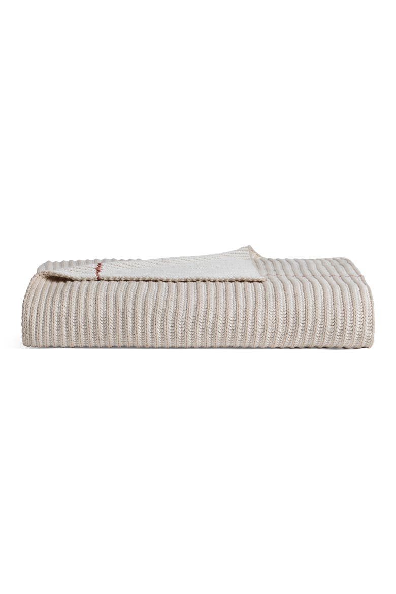 Two-Tone Organic Cotton Rib Throw Blanket, Alternate, color, CREAM/ LATTE