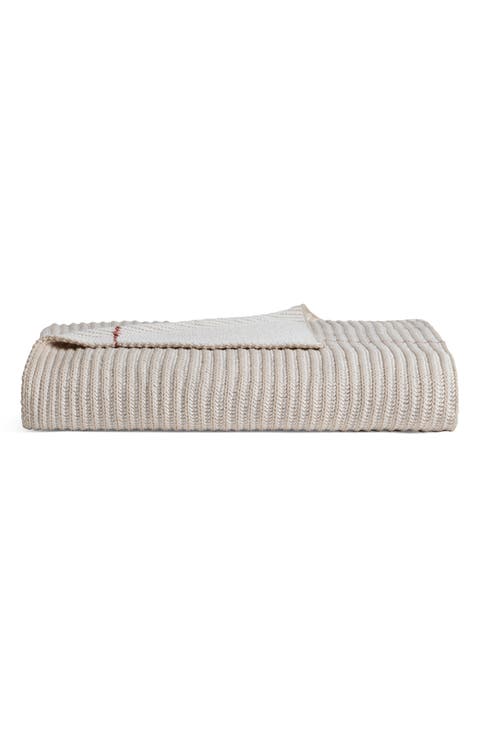 Organic Cotton Two-Tone Rib Knit Throw