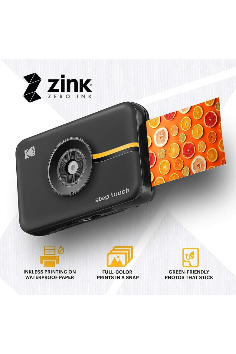 Step Digital Instant Camera with Image Sensor, ZINK Zero Ink Technology, Alternate, color, Black with Screen