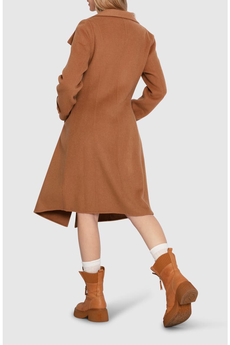 Envy Me Asymmetric Zip Wool Blend Coat, Alternate, color, CAMEL