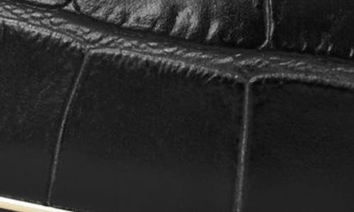 Tory Burch Croc Embossed Leather Plate Belt In Black