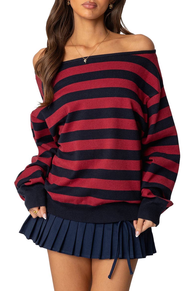 Sterling Stripe Off the Shoulder Sweater, Main, color, MIX