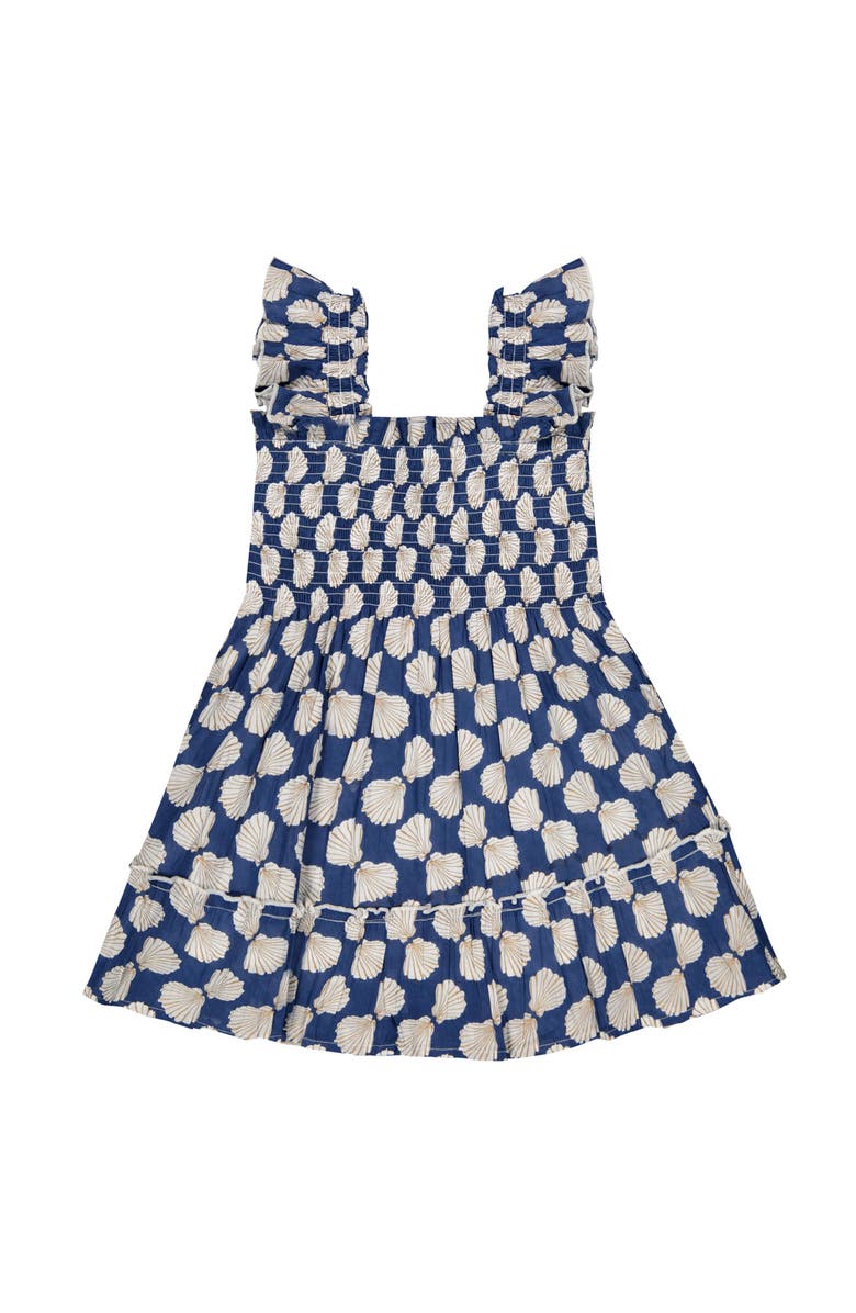Mer St. Barth Mini Paloma Girl's Dress, Main, color, Shell Beach Navy