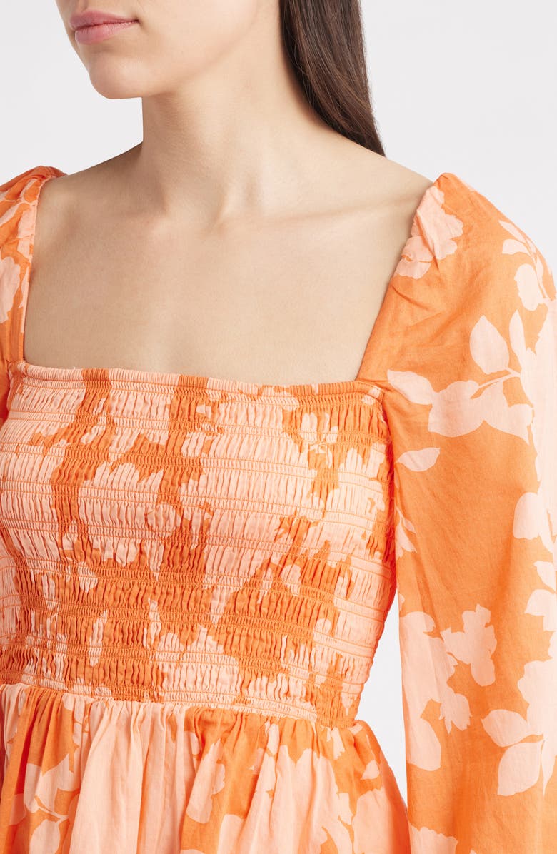 & Other Stories Smocked Long Sleeve Cotton Minidress, Alternate, color, 