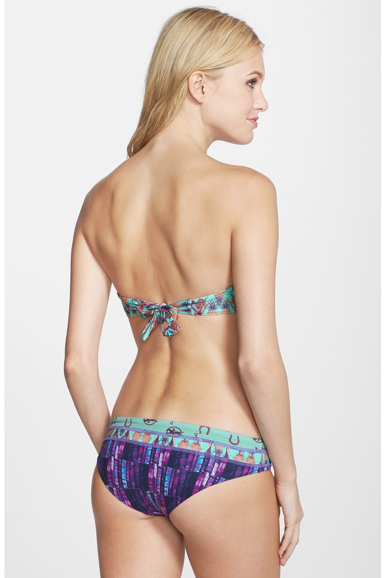 'Pineapple Stakes' Reversible Bandeau Bikini Top, Alternate, color, MULTICOLOR