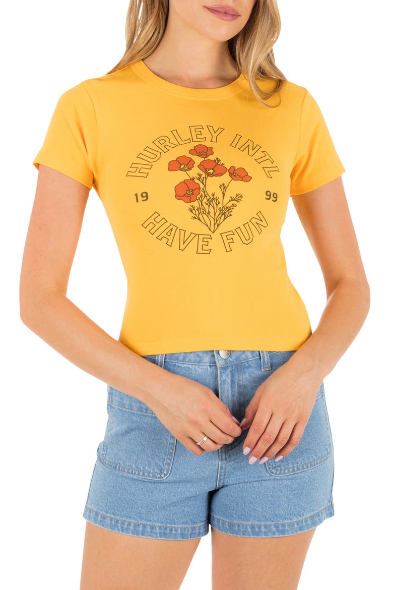 Poppy Cotton Graphic Baby Tee, Main, color, MARIGOLD