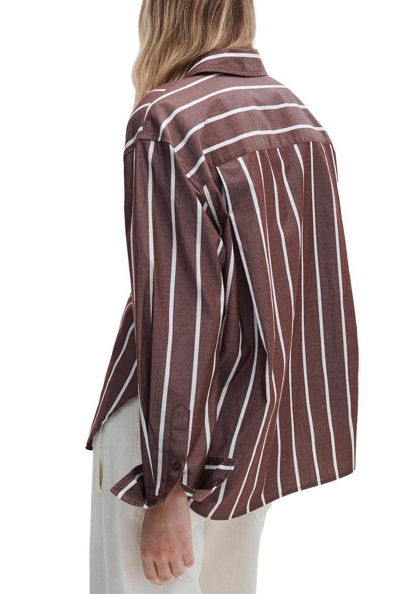 Connie Stripe Button-Up Shirt, Alternate, color, RUST WHITE STRIPE