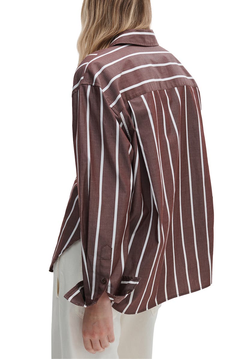 rag & bone Connie Stripe Button-Up Shirt, Alternate, color, Rust White Stripe