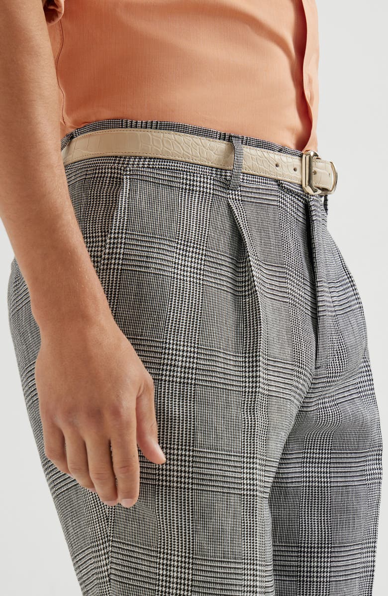 Brunello Cucinelli Prince of Wales trousers, Alternate, color, Black