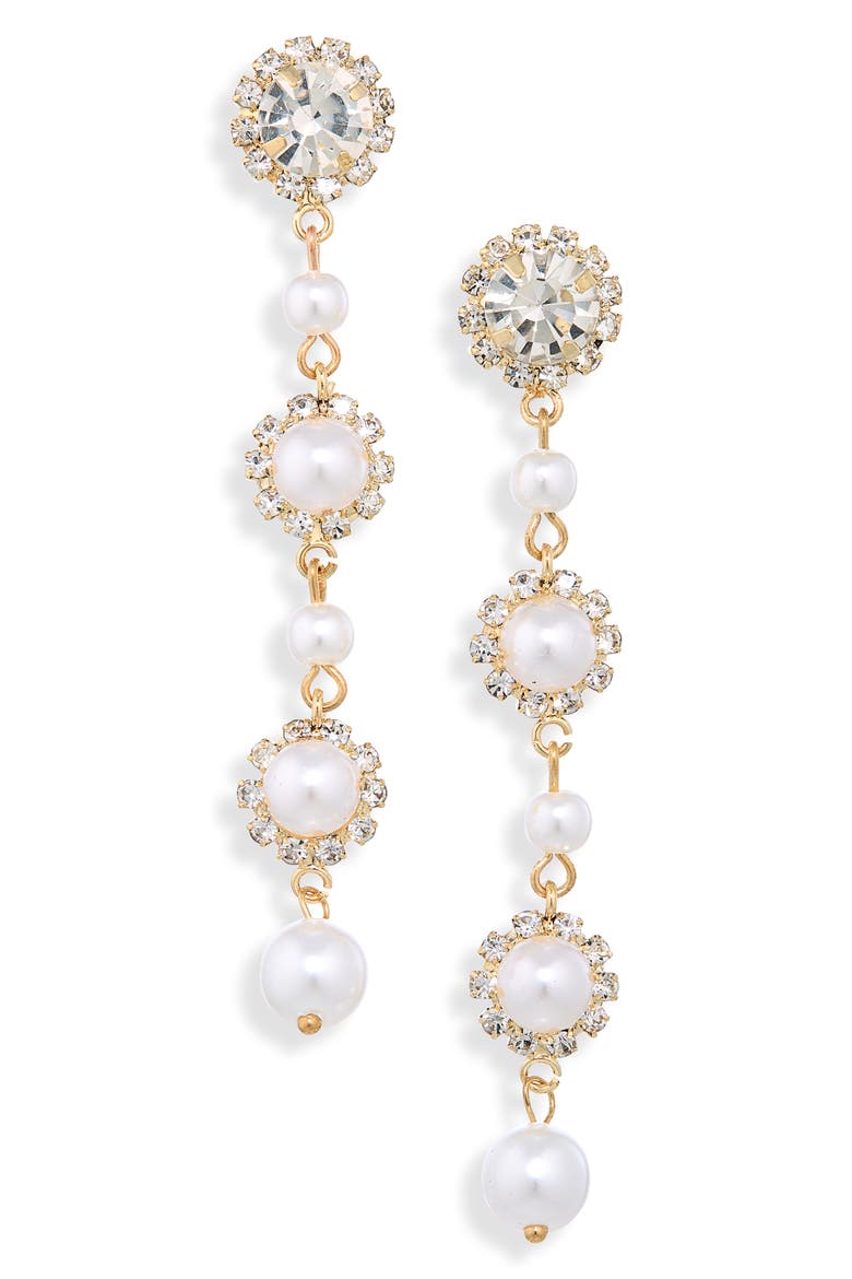 Linear Drop Earrings, Main, color, GOLD/ IVORY
