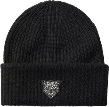 LITA by Ciara Cheetah Patch Rib Recycled Cashmere Beanie 