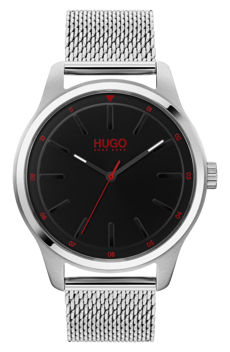 BOSS Dare Mesh Strap Watch, 42mm, Main, color,