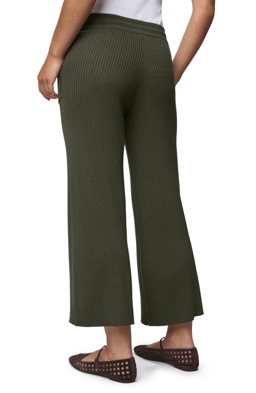 Splendid Georgie Rib Wide Leg Crop Pants In Green