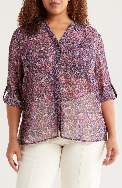 Kut From The Kloth Jasmine Roll Sleeve Top In Purple