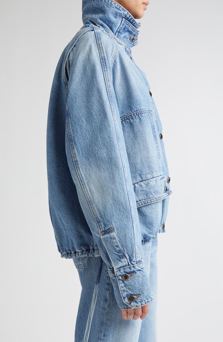 Brandon Maxwell The Harper Balloon Denim Jacket, Alternate, color, Medium Vintage Wash