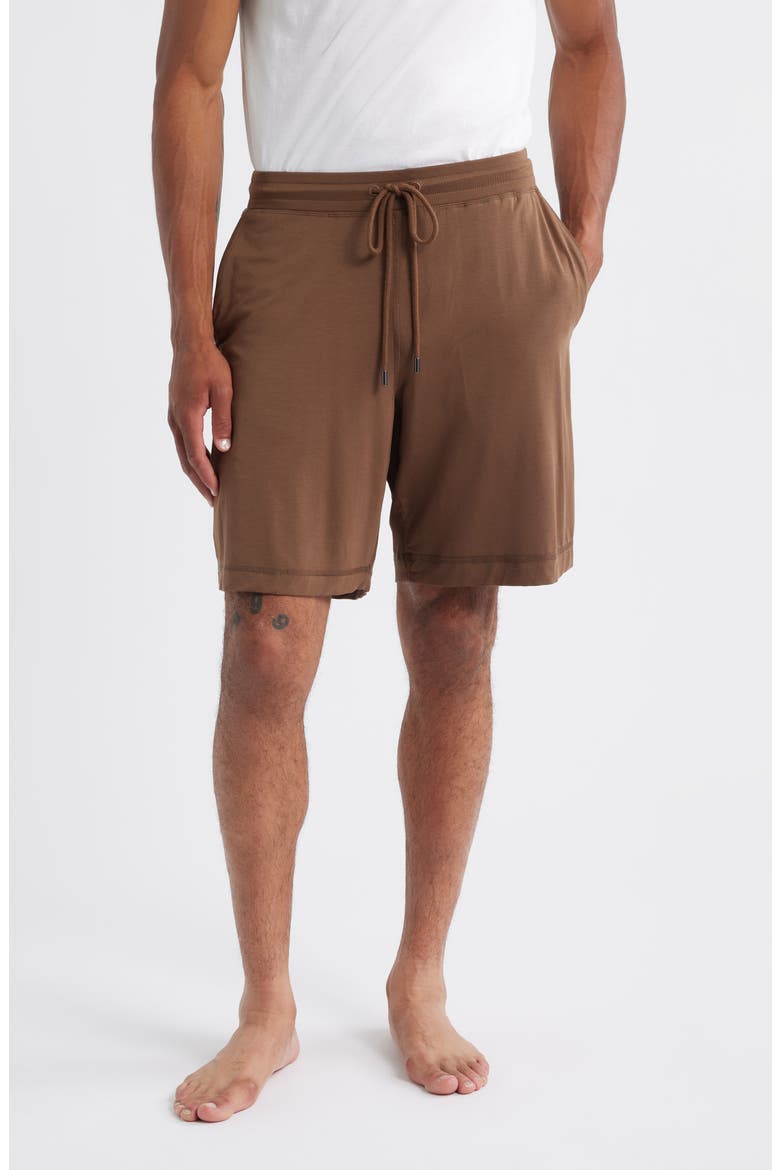 Stretch Modal & Silk Blend Pajama Shorts, Main, color, CHESTNUT