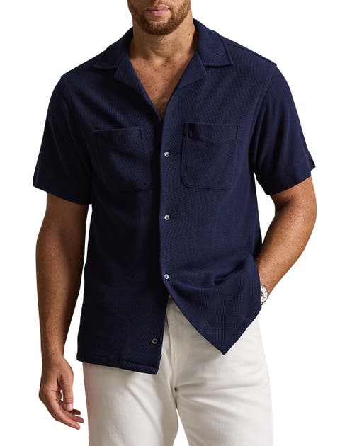 Big & Tall Pointelle Button-down Polo Shirt