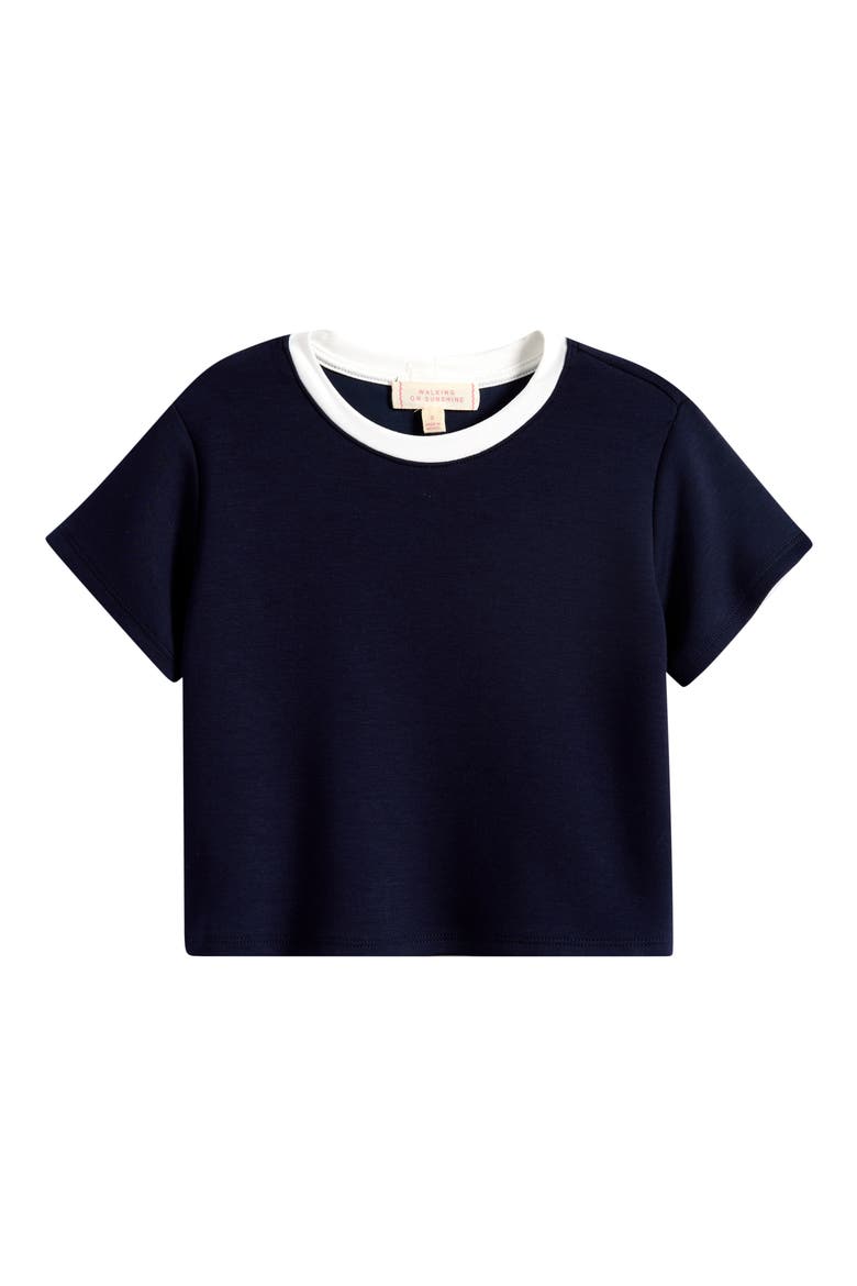 Kids' Lightweight Scuba Knit Tee, Main, color, NAVY
