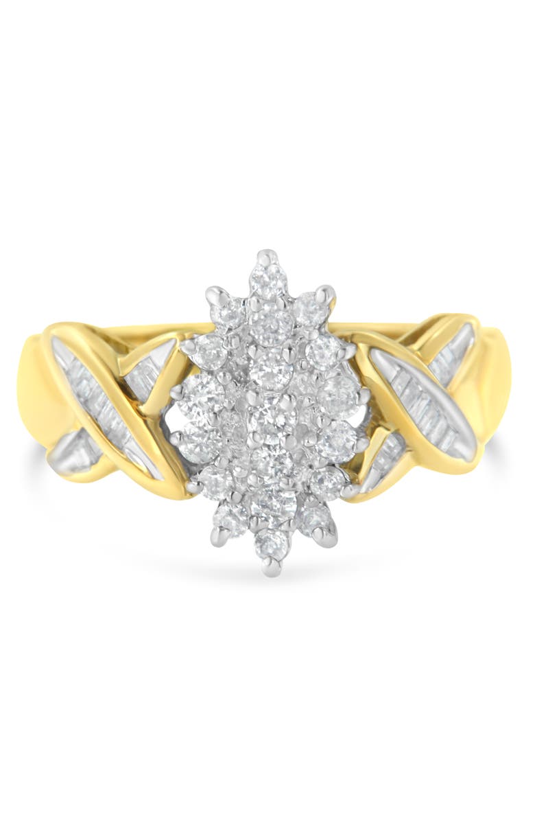 Haus of Brilliance 10K Yellow Gold Round And Baguette-Cut 1/2 Cttw Diamond Ring, Main, color, Yellow Gold