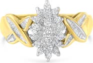 Haus of Brilliance 10K Two-Toned Round Baguette 1/2 Cttw Diamond Cluster Ring