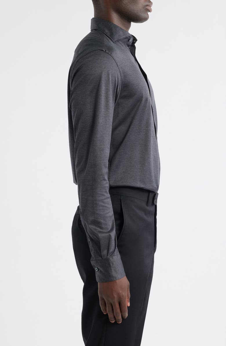 Canali Regular Fit Cotton Jersey Button-Up Shirt, Alternate, color, Charcoal