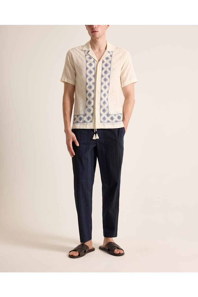 Maitan Embroidery Relaxed Fit Carnival Embroidery Shirt, Alternate, color, White Sand/Nightfall Blue