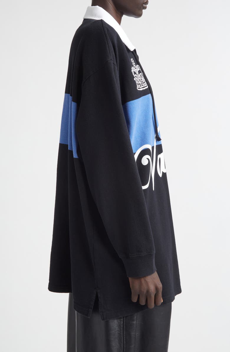 Vaquera Stripe Oversize Cotton Rugby Shirt, Alternate, color, Black Blue