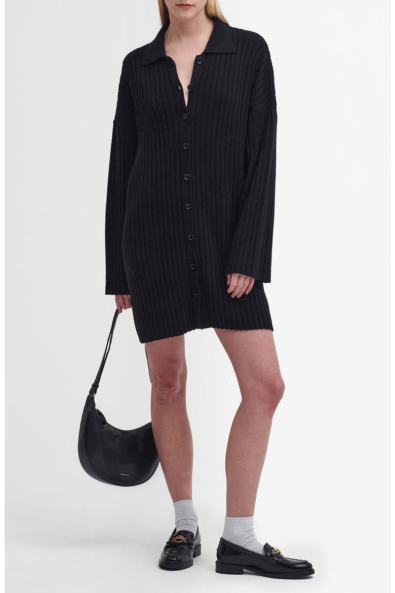 Claudette Long Sleeve Cotton Blend Sweater Dress, Main, color, BLACK
