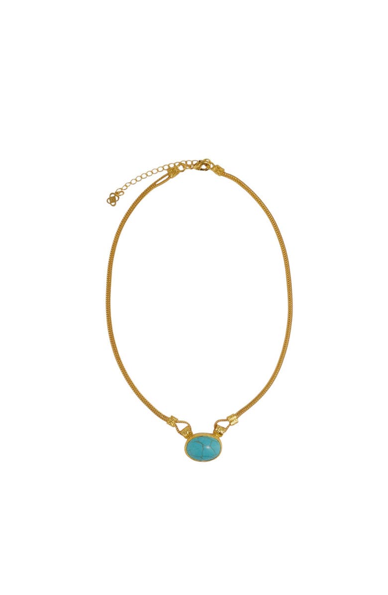 Ottoman Hands Daphne Turquoise Chain Necklace, Main, color, Gold