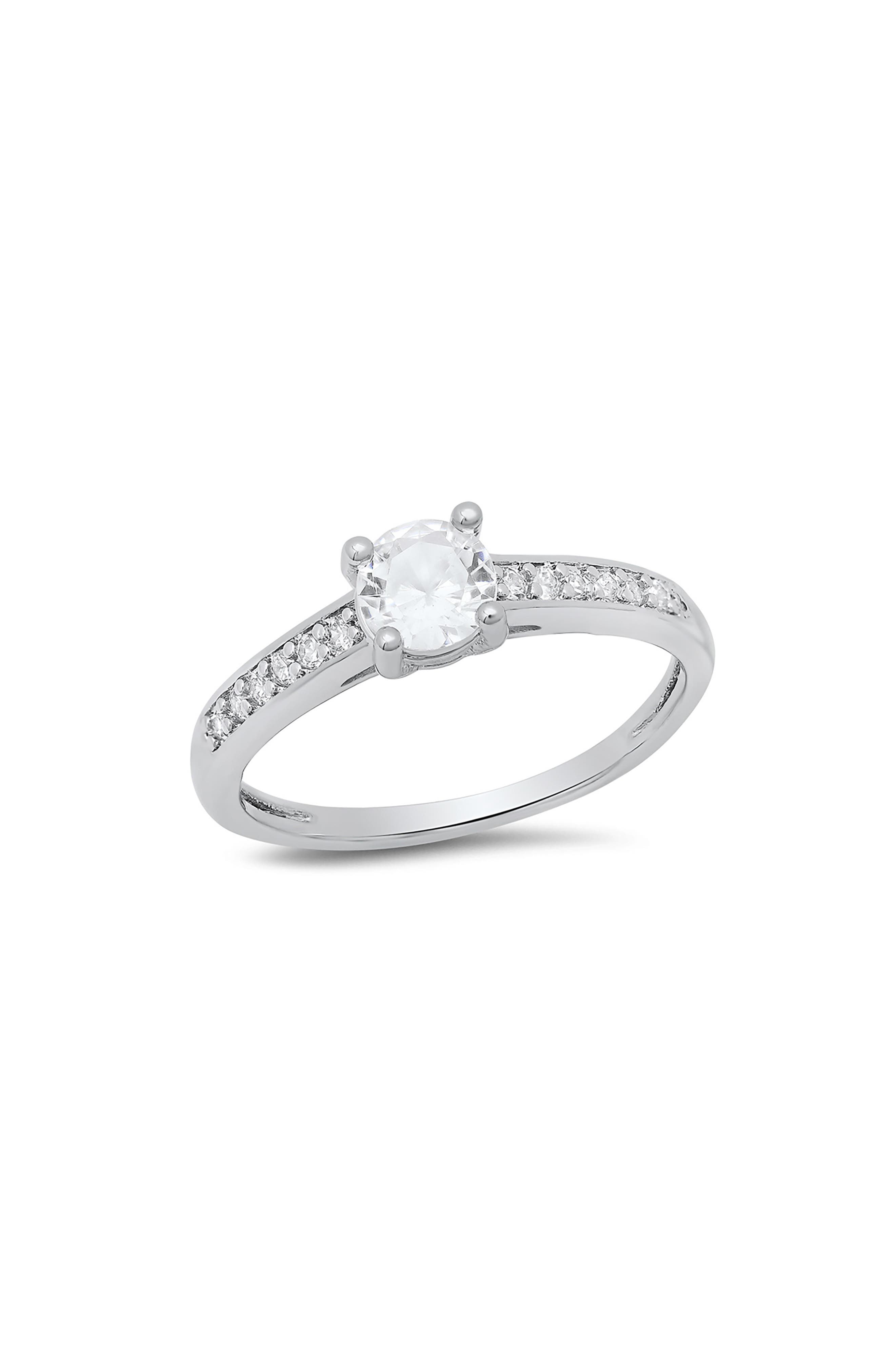 HMY JEWELRY 18K White Gold Plated Simulated Diamond Ring