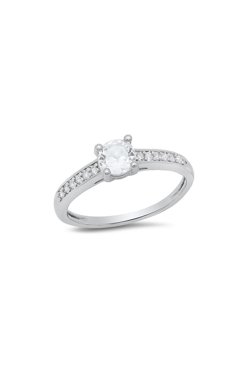 18K White Gold Plated Simulated Diamond Ring, Main, color, SILVER