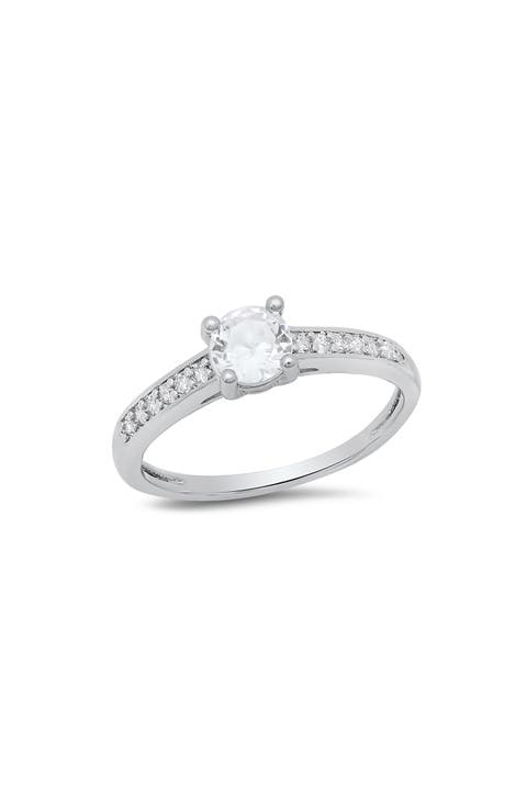 18K White Gold Plated Simulated Diamond Ring
