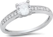 HMY JEWELRY 18K White Gold Plated Simulated Diamond Ring