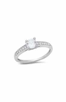 HMY JEWELRY 18K White Gold Plated Simulated Diamond Ring