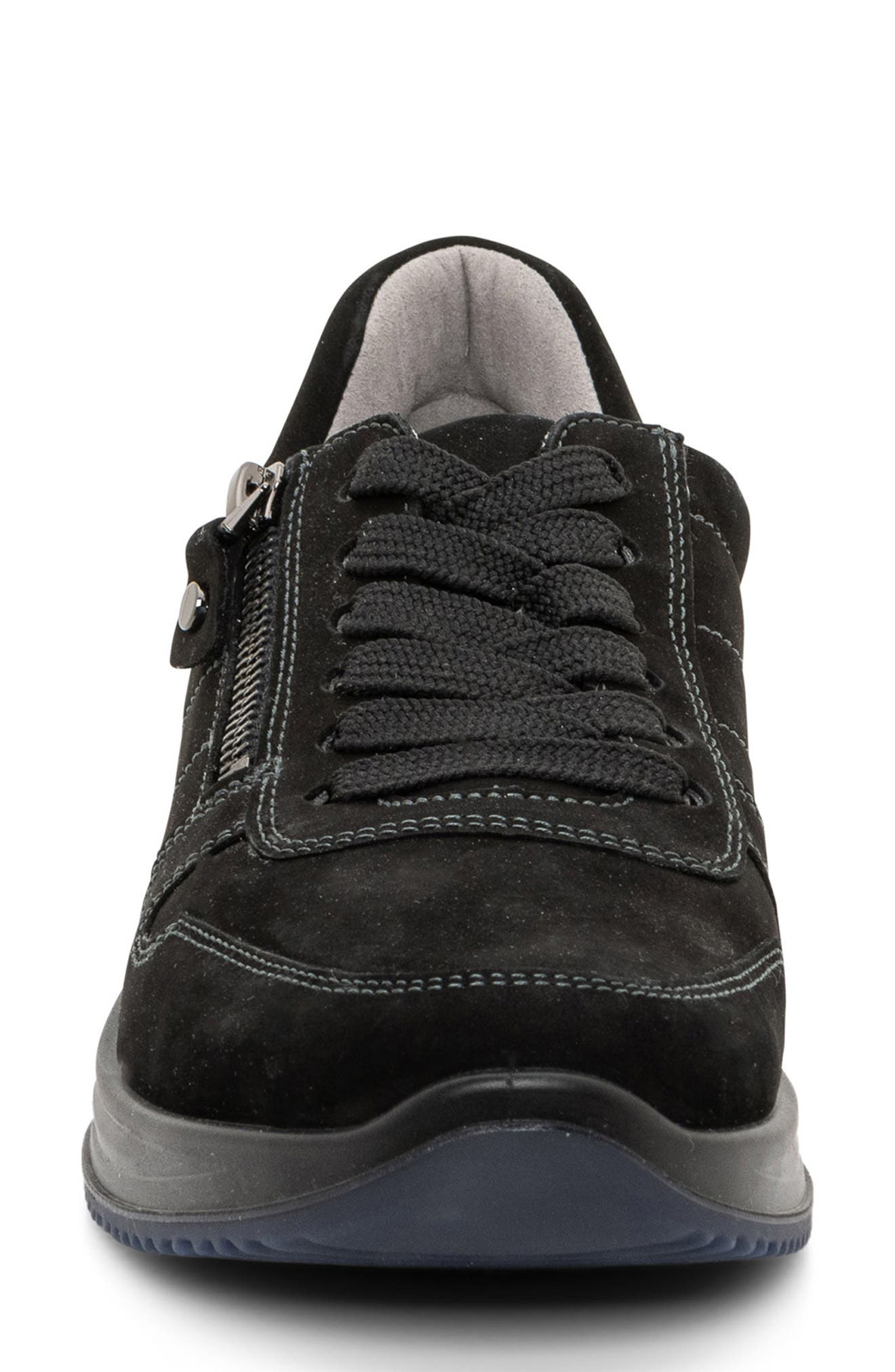 Onyx Leather Sneaker, Alternate, color, BLACK
