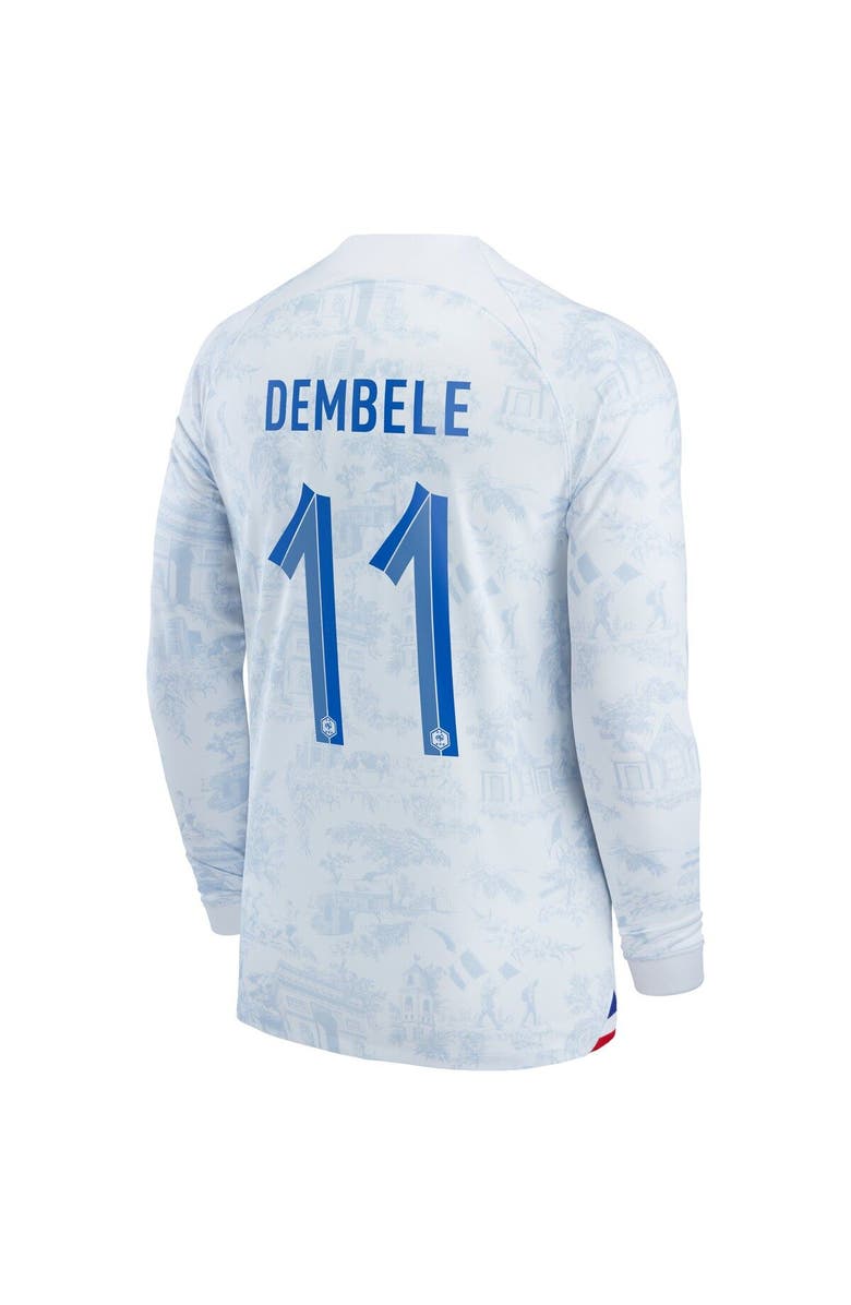 Nike Men's Nike Ousmane Dembele White France National Team 2022/23 Away Breathe Stadium Replica Long Sleeve Jersey, Alternate, color, 