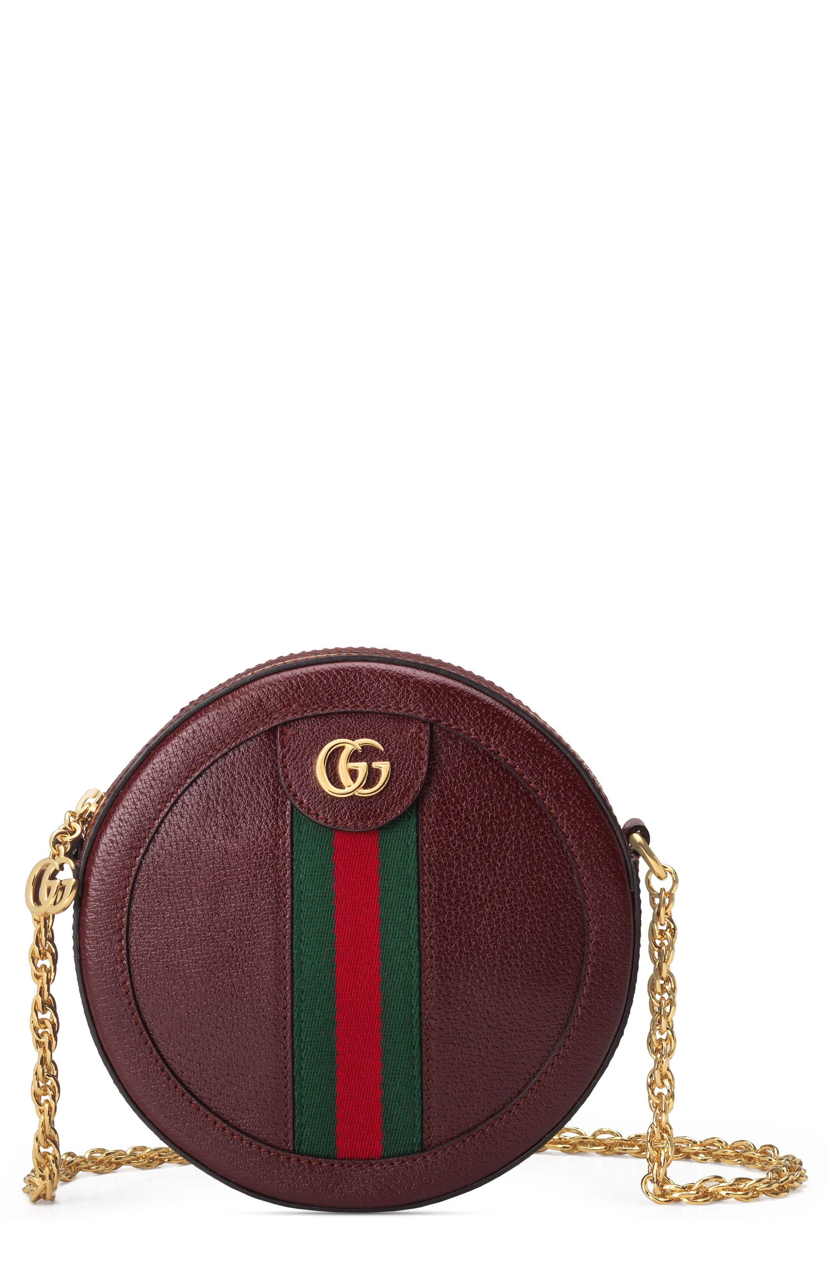 Gucci Mini Ophidia Round Leather Bag, Main, color, 