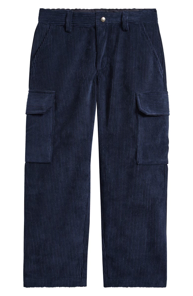 Moncler Kids' Stretch Corduroy Cargo Trousers, Main, color, Navy
