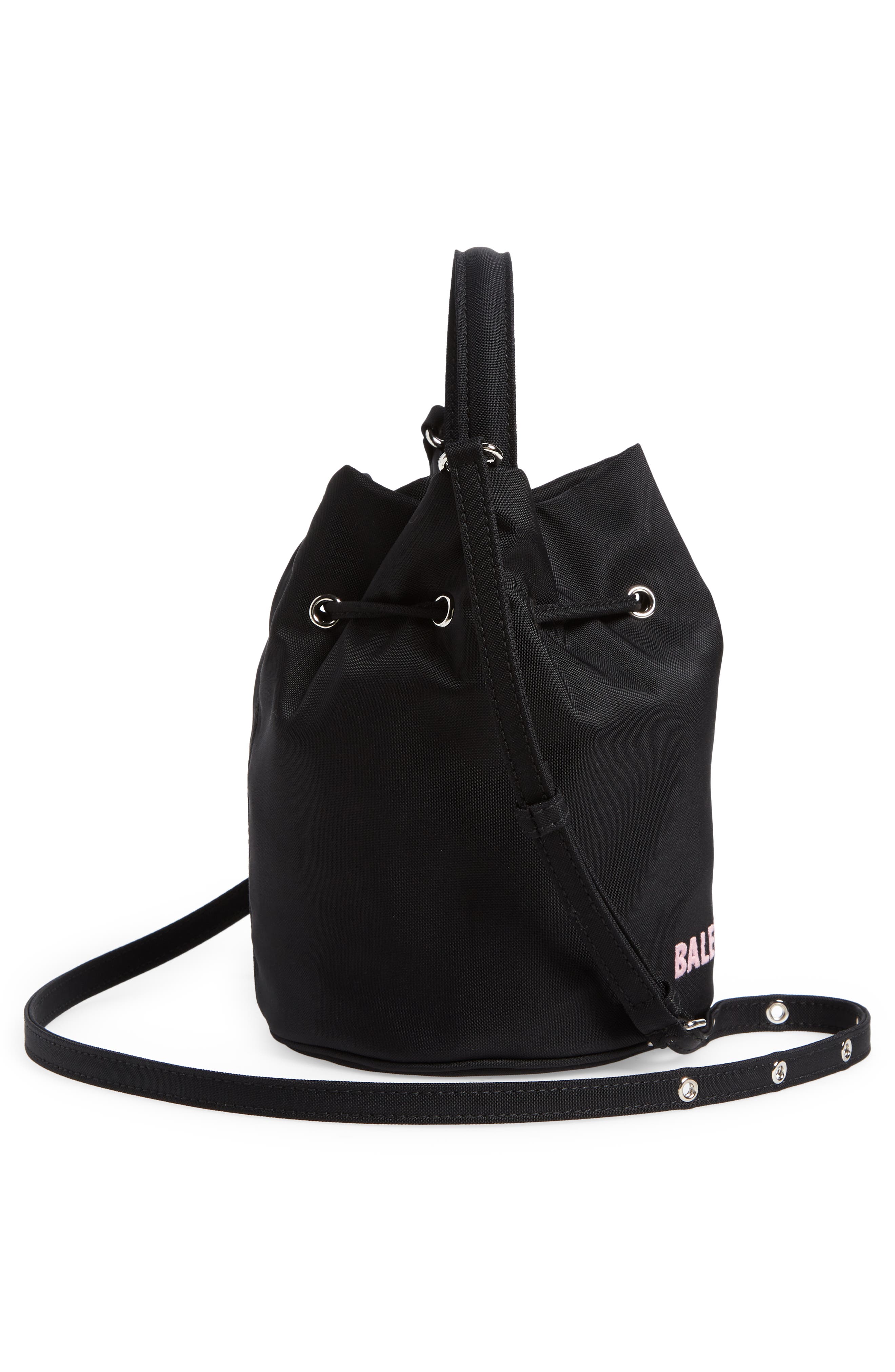Balenciaga Extra Small Wheel Logo Bucket Bag, Alternate, color, 