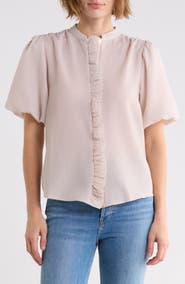 Forgotten Grace Striped Ruffle Bubble Sleeve Shirt