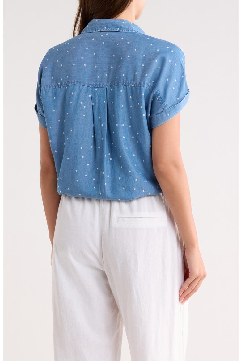 Rosie Short Sleeve Button Down Tie Front Shirt, Alternate, color, STARSHIP