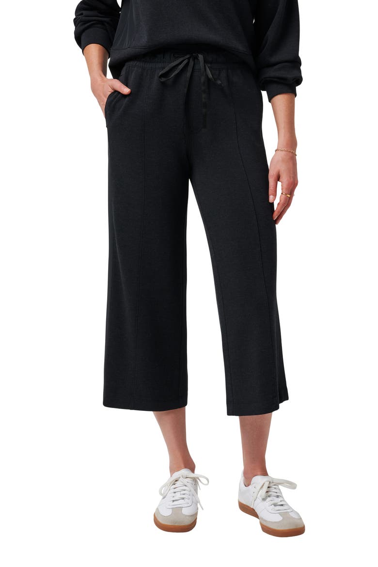 Delightful Wide Leg Crop Pants, Main, color, HEATHER BLACK