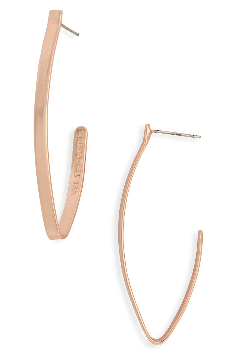 Wishbone Hoop Earrings, Main, color, ROSE GOLD