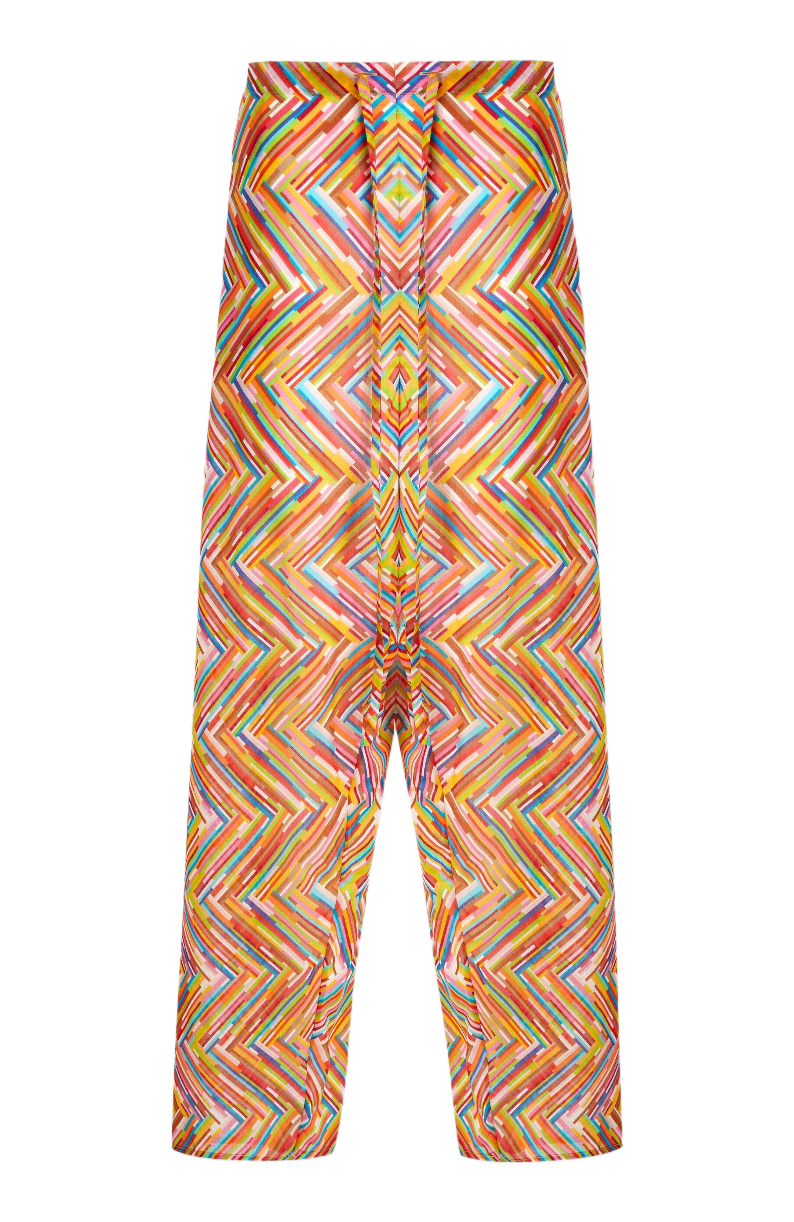 Printed Cotton And Silk Blend Trousers With Drawstring - image 2
