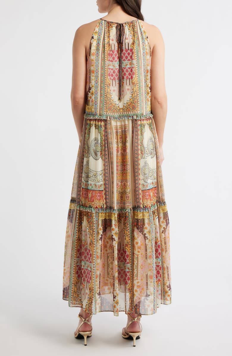 Elie Tahari Aurora Baroque Print Sleeveless Tiered Dress, Alternate, color, Baroque Print