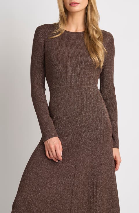 Rebecca Metallic Rib Midi Dress