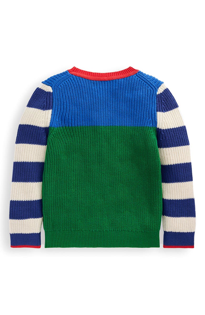 Mini Boden Kids' Stripe Colorblock Cotton Crewneck Sweater, Alternate, color, 