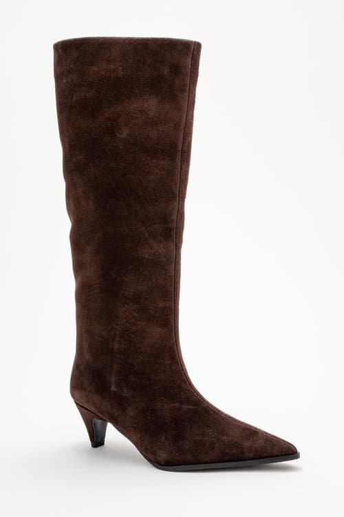 Forever & Always Shoes Siora Leather Knee High Boot In Animal Print