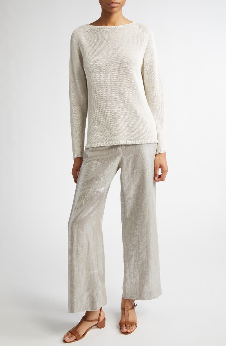 Max Mara Giolino Boat Neck Linen Sweater, Alternate, color,